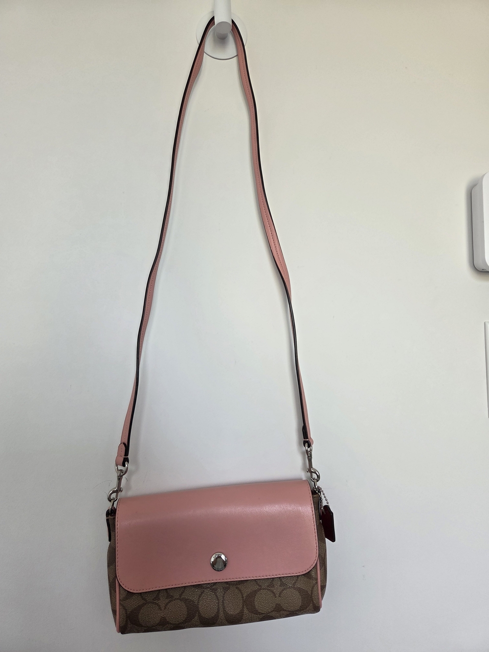 Coach Pink and Brown Signature Crossbody Bag